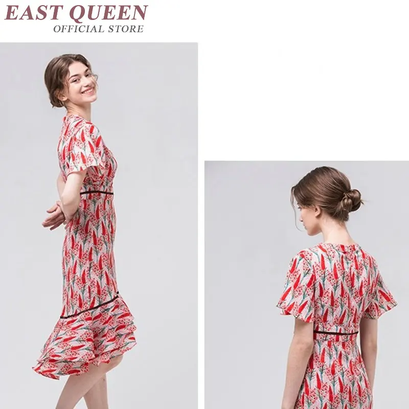 Длинное платье с коротким рукавом Han Edition летнее шифоновое принтом FF139 S 2018 |