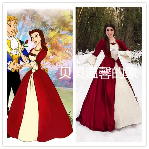 Красное платье для косплея прекрасной принцессы подарок перчатки 11|princess cosplay|belle