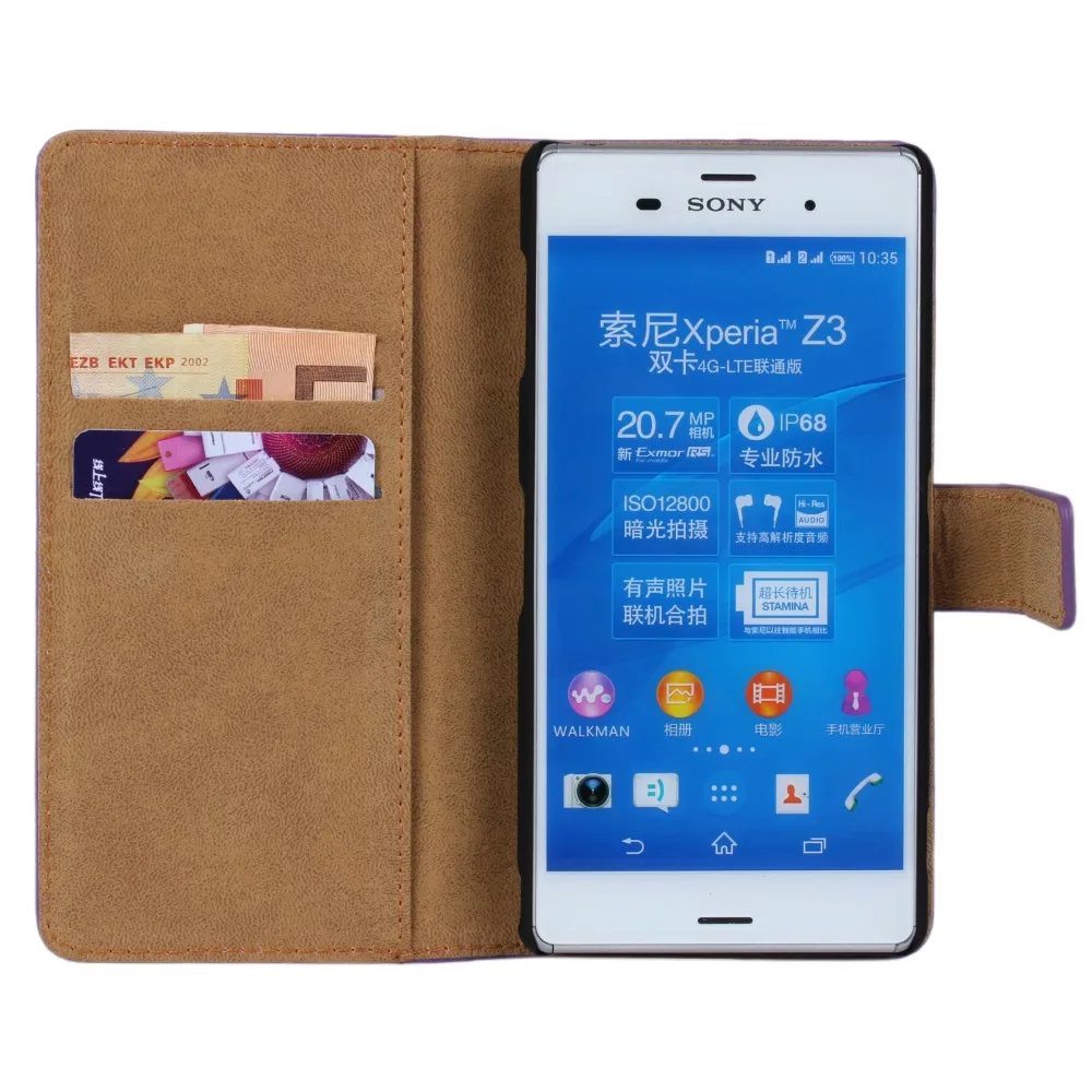 Чехол для sony Xperia Z3, кожаный компактный чехол со слотом для карт, чехол-кошелек, чехол для sony Z3, чехол для телефона, чехол с откидной крышкой и подставкой