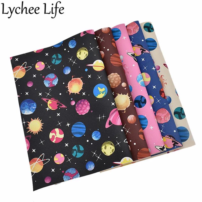Lychee Life звездное небо искусственная кожа ткань A4 красочные ПВХ 29x21 см Ткань DIY ручной работы для пошива домашней одежды аксессуары для одежды