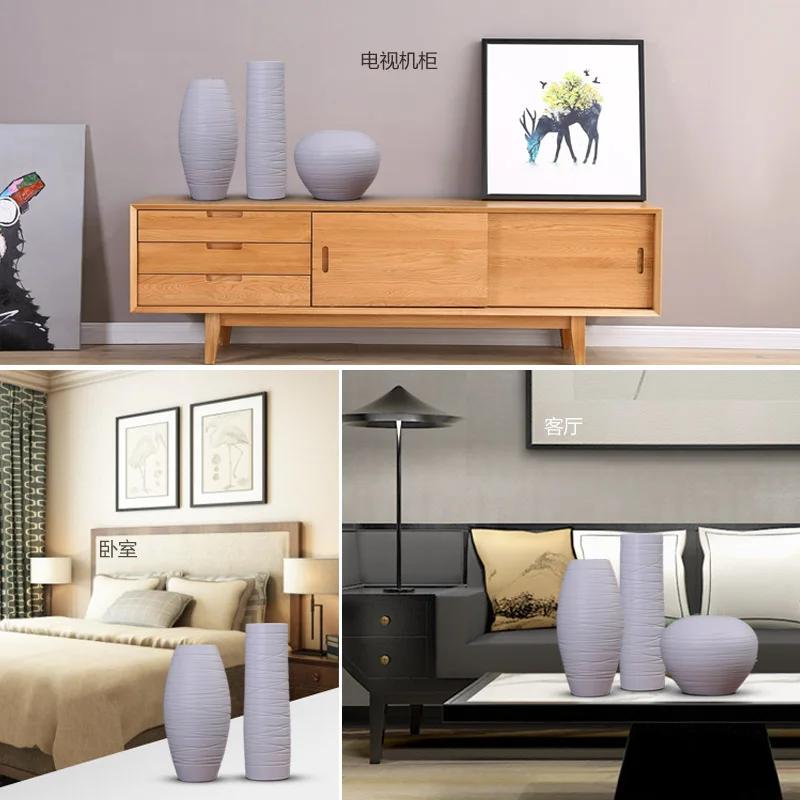 Керамические украшения ручная работа белые полоски 3 шт. Цветочная ваза