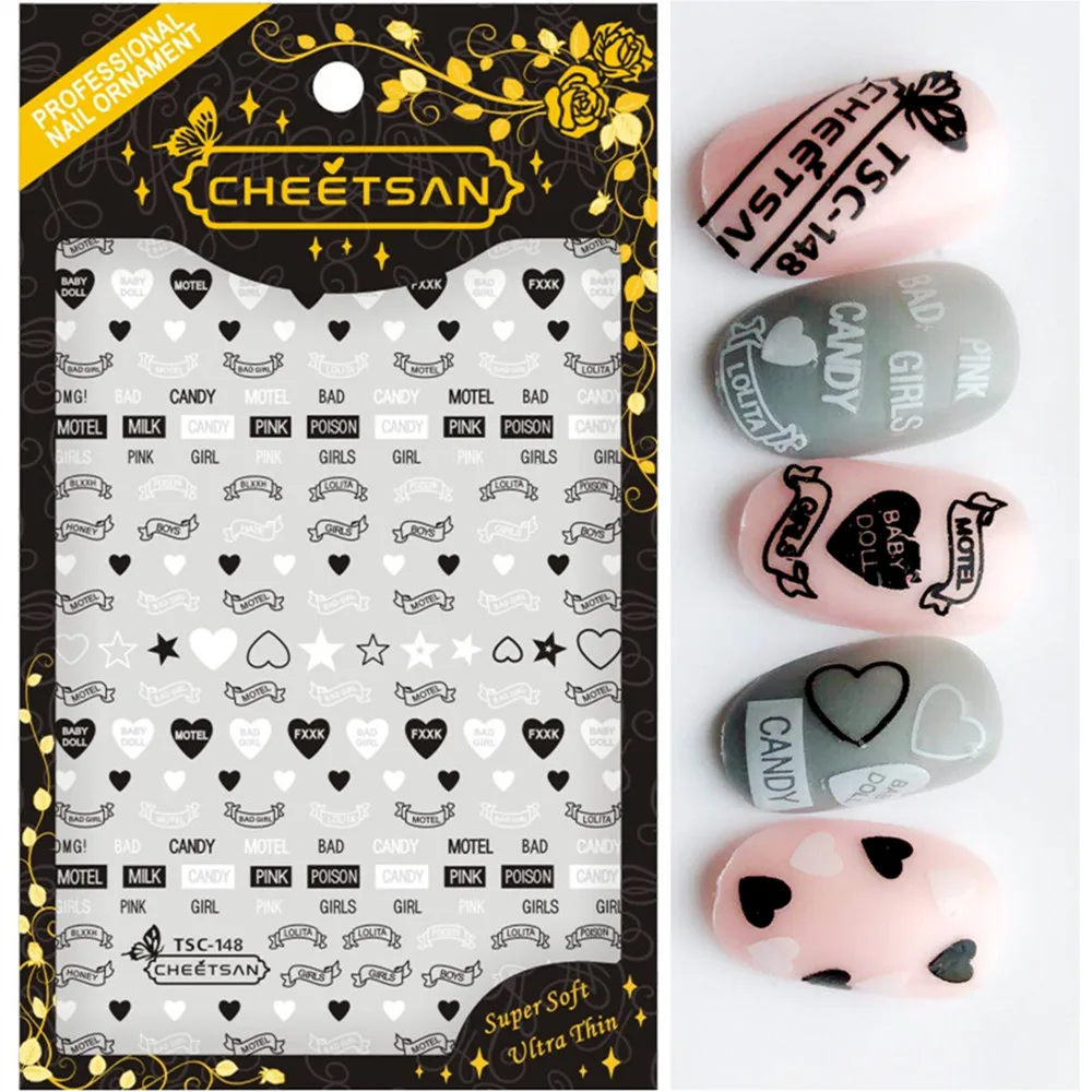 TSC 148 Cheetsan брендовые модные буквы 2018 новейшие 3d дизайн ногтей переводные наклейки