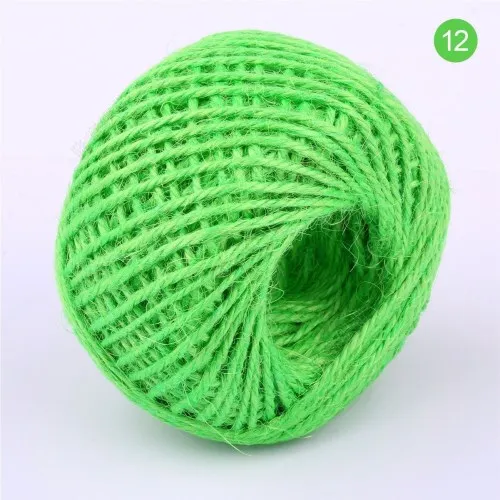 12 Bright green 50 м натуральная Мешковина Hessian джутовый шнур-шпагат конопляная веревка 2 мм шпагат в деревенском стиле Подарочные Упаковочные Струны для рождественской вечеринки - Цвет: 12 Bright green