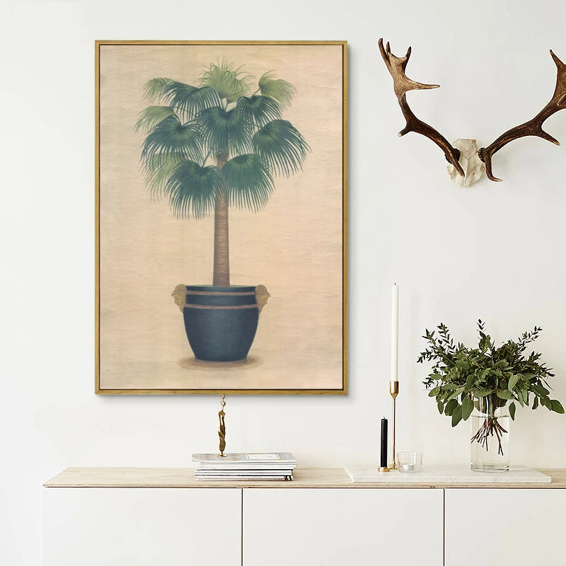 Пасторальный зеленый горшок пальмы пейзаж печать на холсте Масляные картины