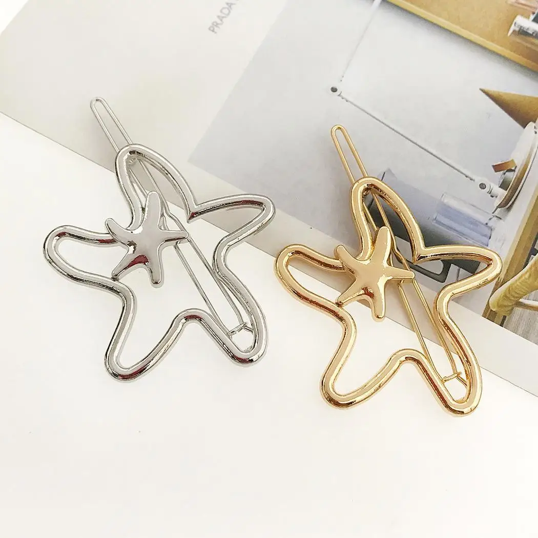 Shape Headwear Stars shape Gold Clip etc Hair Star hair alloy Fashion Women Alloy clip Travel star Party Casual Silver Home | Шиньоны и