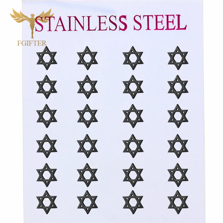 

FGifter Classic Black Stud Earrings Fashion Jewelry Black Stainless Steel Geometric Earring for Men Women Girls