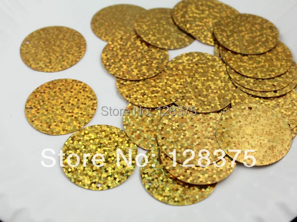 500g PVC clothing sequins 30mm bore partial laser gold glitter | Дом и сад
