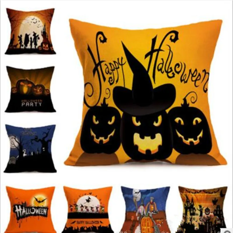 

New Pumpkin Pillow Holder Vampire Bat Printed Pattern Car Sofa Cushion Cover Home Decoration Halloween Party Favor