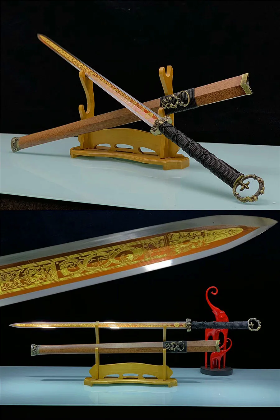 Рукоятка кованый меч Huanshou HanJian Katana Hig Maganese стальное лезвие ножницы из твердой
