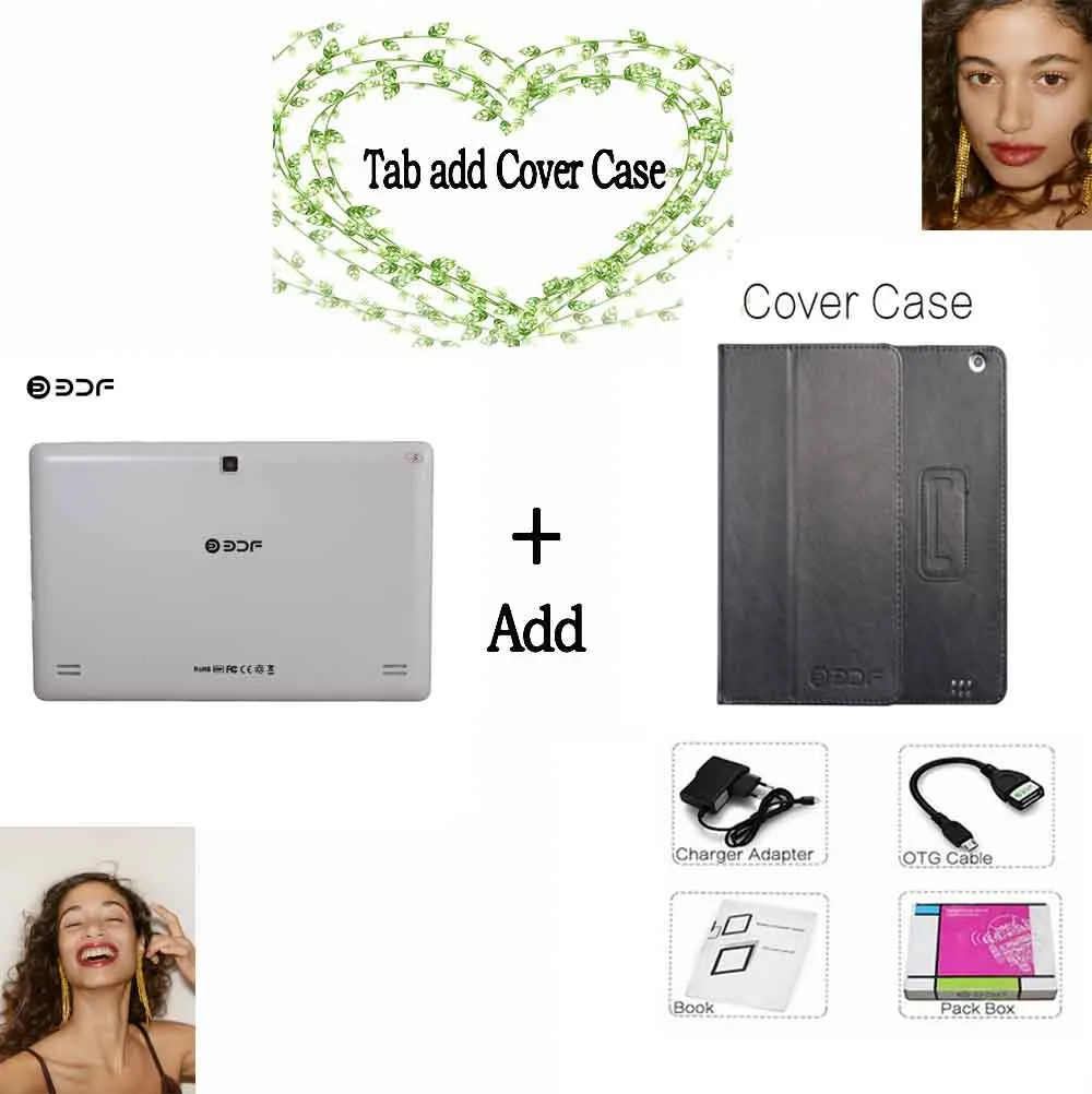 Tab Add Leather case BDF 10-дюймовый планшетный ПК Android 5,0 четырехъядерный 1 ГБ ОЗУ 32 Гб ПЗУ 1280*800 Поддержка Google Play Store WiFi планшет 8 9 10 таб - Комплект: Tab Add Leather case