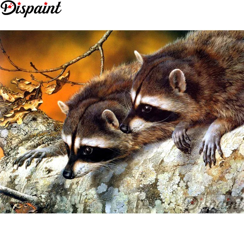 

Dispaint Full Square/Round Drill 5D DIY Diamond Painting "Animal raccoon" 3D Embroidery Cross Stitch Home Decor Gift A12523