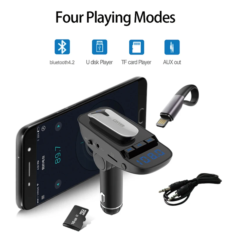 Беспроводная bluetooth-гарнитура CDEN, fm-передатчик, Автомобильный MP3-плеер, aux, аудио, TF карта, u-диск, музыкальный Bluetooth, автомобильный комплект, USB, автомобильное зарядное устройство