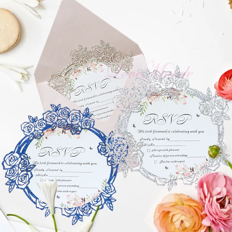 5 шт цветок блестящая бумага лазерная резка пригласительные открытки