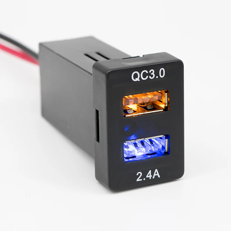 QC3.0 2.4A Quick перезарядка двойной порт разъем двойной USB адаптер питания Разъем для TOYOTA Corolla Auris Lewin Camry Reiz RAV4