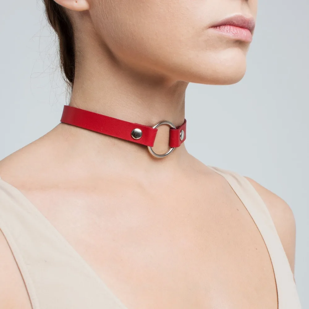 Ожерелье-чокер женское кожаное круглое в готическом стиле | Украшения и