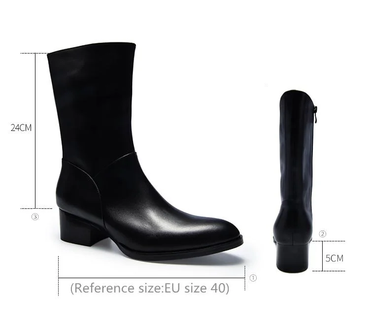 Мужские ботинки из натуральной кожи с острым носком на высоком каблуке | Обувь