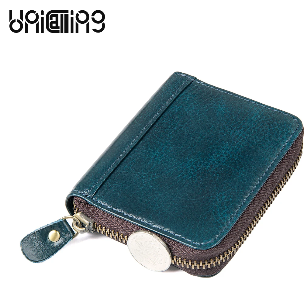 UniCalling New style cow leather women card holder Solid Color Zipper id mini Key Holders Retro 8 | Багаж и сумки