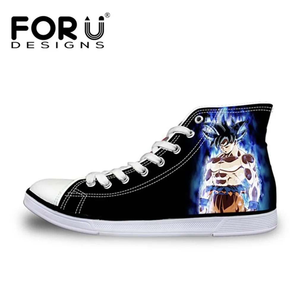 FORUDESIGNS/крутой Жемчуг дракона Супер Saiyan God аниме печать высокие мужские вулканизированные туфли повседневная парусиновая обувь с героями мультфильмов для мужчин мальчиков