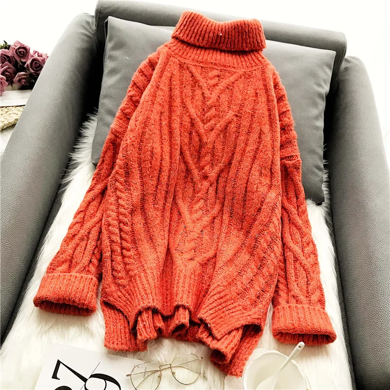 2008 Autumn and Winter Style Thickened Loose Korean Edition Coarse Wool Pullovers with Fair Heads | Женская одежда