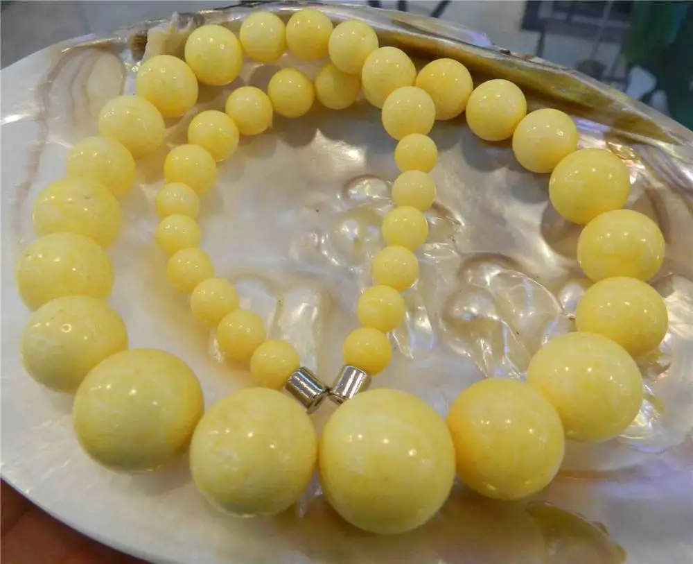 FREE SHIPPING&gt&gt&gt@@ 8-18mm Yellow Sea Coral Round Beads Necklace 18.5&quot Magnet clasp | Украшения и аксессуары