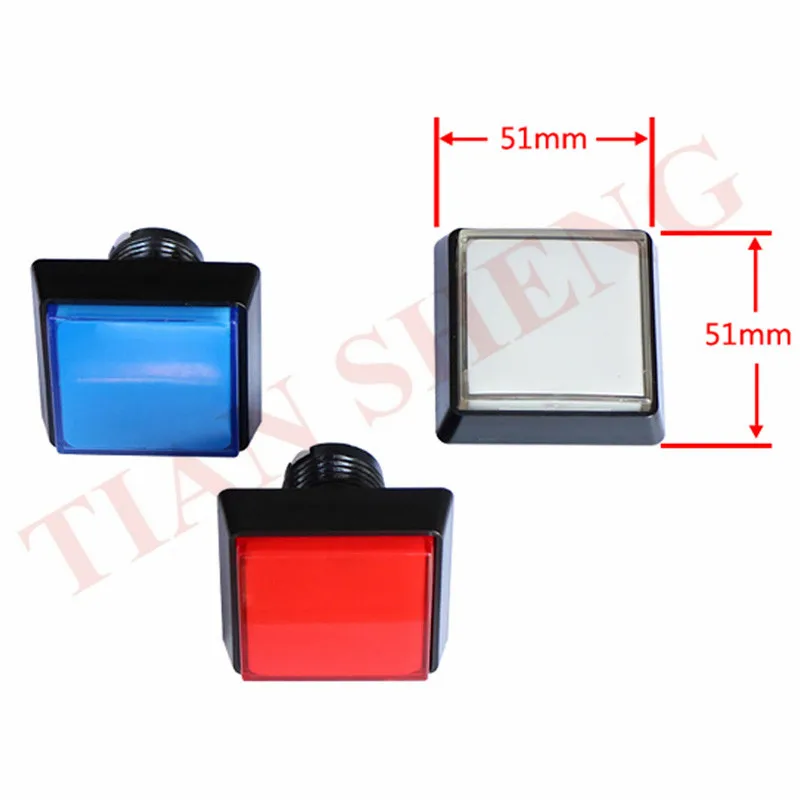 5 шт./лот 51*51 мм 12 в большой квадратный аркадный светодиодный кнопочный