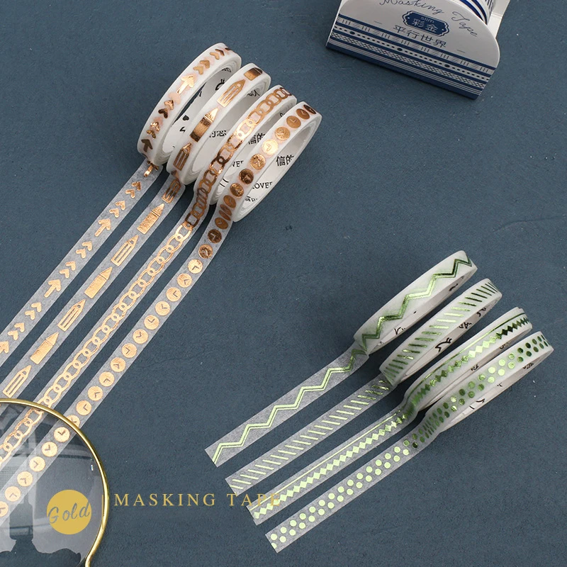 4 шт./кор. 5 мм красочные золотой тонкий серии маскировки васи лента декоративная