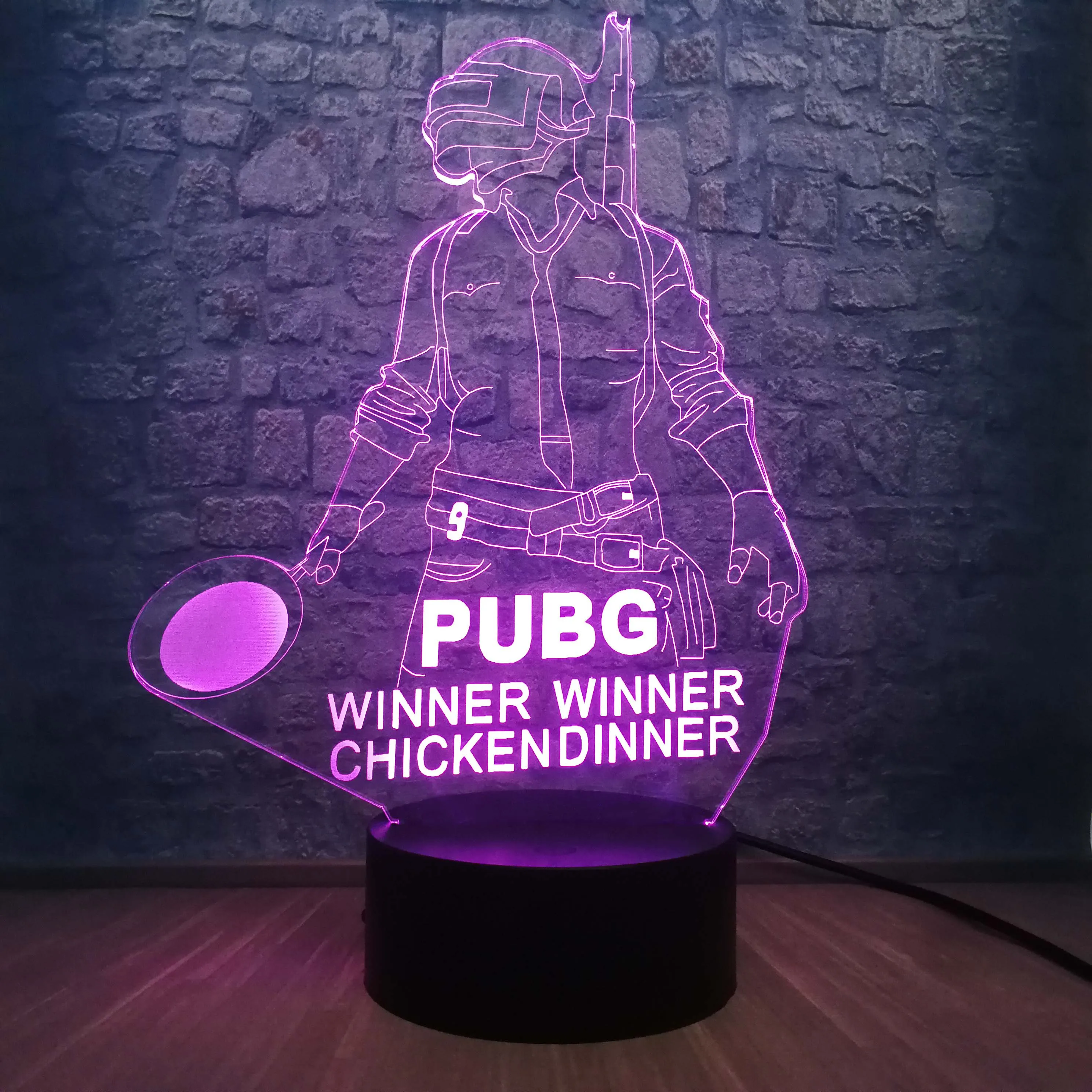 Cool Battle Royale Game PUBG Winner 3D Ночник светильник светодиодный 7 цветов Иллюзия Изменение