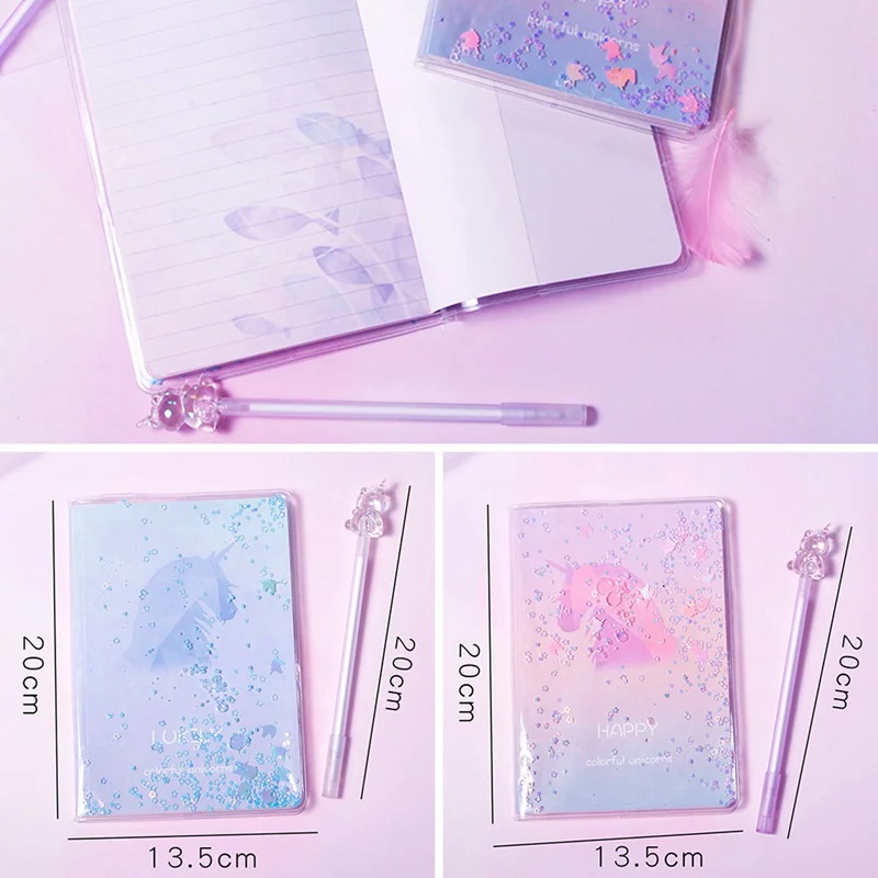 Unicorn Notebook Set Cute Cartoon Note Book With Gel Pen Diary Day Planner Kawaii Journal Stationery Gift School Supplies