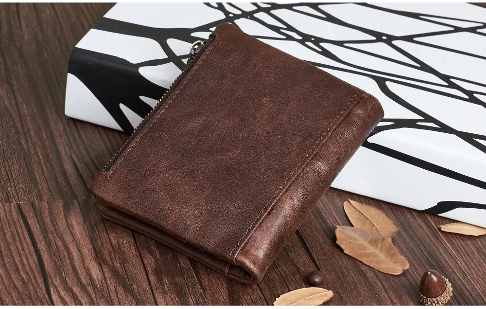 DICIHAYA Rfid кошелек из натуральной коровьей кожи, мужской кошелек для монет, мужской портфель на молнии, мужской кошелек, маленький кошелек, модный кошелек на застежке