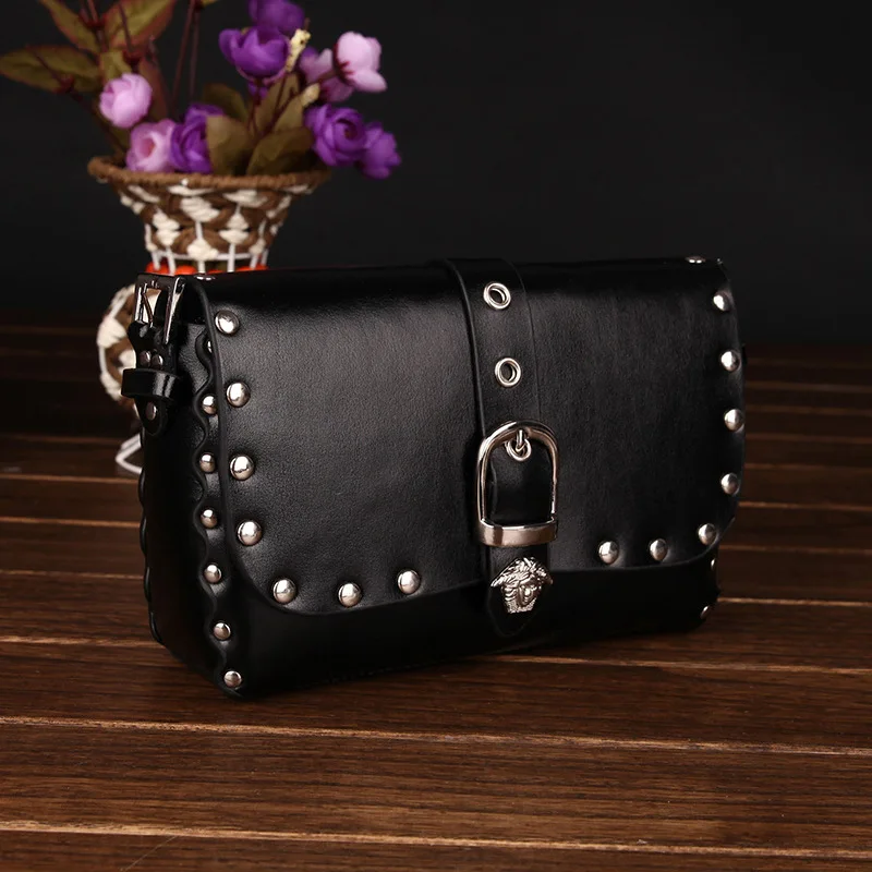 Лидер продаж женская сумка с заклепками через плечо кожаные сумки мессенджер