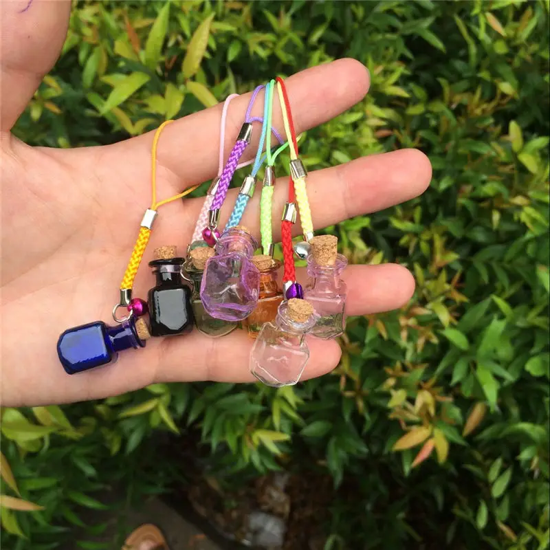 Стеклянные бутылки шармы прямоугольной формы мини колокольчики брелки баночки