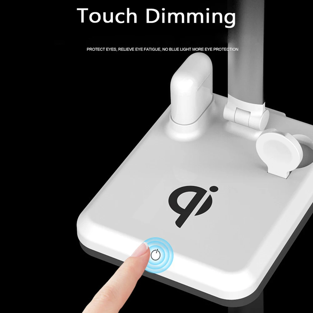 4 IN 1 Table Lamp USB Charging Station Fast QI Wireless Charger Dock for Apple Watch 2 3 4 Airpods IPhone 8 Plus X XR XS 11 Max