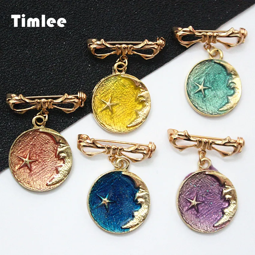 Timlee X071 Free Shipping New Cartoon Retro Moon Star Metal Brooch Pins Fashion Jewelry Wholesale | Украшения и аксессуары
