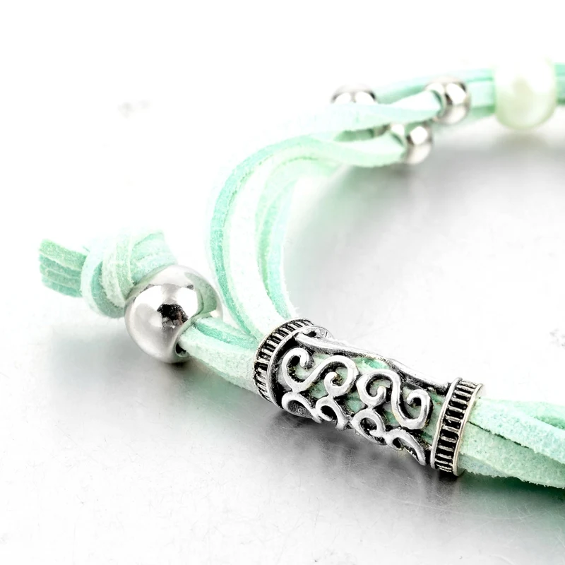 Женские браслеты цепочки Szelam зеленые шармы из муранского бисера с эластичным