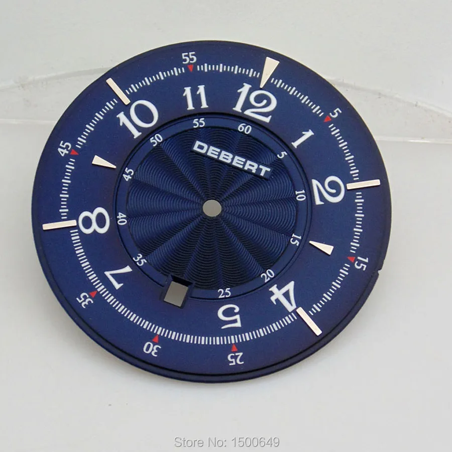 Циферблат часов DEBERT 38 мм синий/белый/намордный подходит для Miyota 8205/8215 Mingzhu DG2813/3804