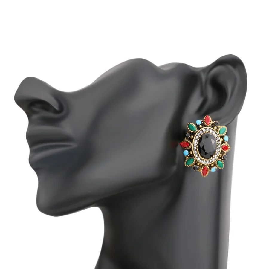 Кинели богемный Большой Хрустальный цветок серьги для женщин античное золото