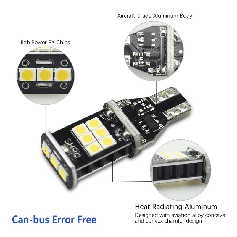 Auxito 2x для BMW E60 E90 T15 W16W светодиодные лампы автомобильного фонаря Canbus Backup Reverse Light без ошибок интерьера 3535SMD белого цвета.