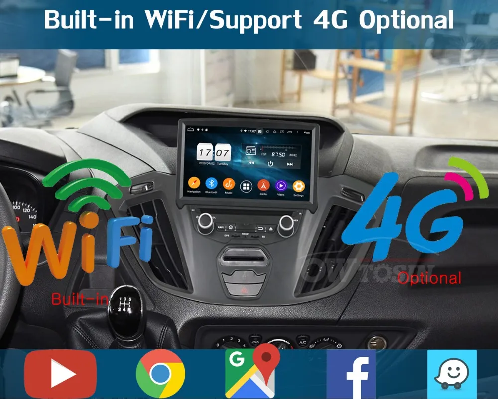 " ips 8 ядерный 4 Гб ram+ 64 Гб rom Android 9,0 автомобильный DVD радио gps для Ford Transit Custom 2013 DSP CarPlay