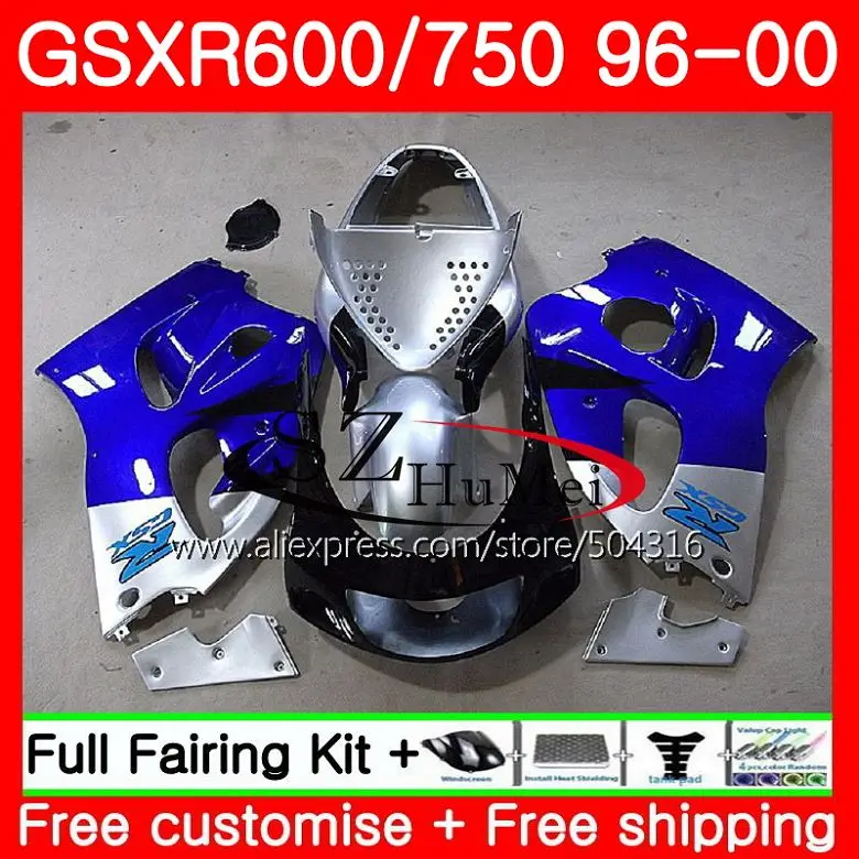 Корпус для SUZUKI GSX-R600 GSXR 600 750 Синий Серебряный SRAD 27SH7 GSXR750 96 97 98 99 00 GSXR600 1996 1997 1998 1999 2000