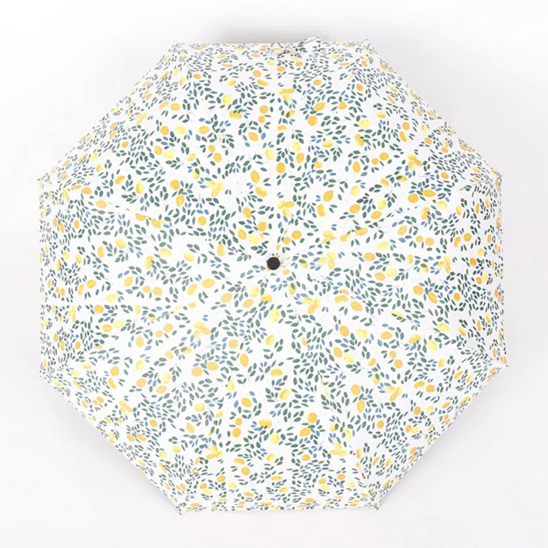 Creative small fresh minimalist Sen goddess sunny umbrella lemon print folding dual-use sunscreen | Дом и сад