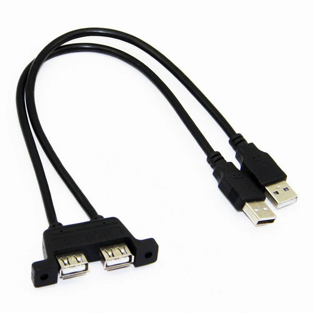 50 см USB 2 0 Удлинительный кабель Male-2 Female с винтовой панелью Mount Foil + Плетеный