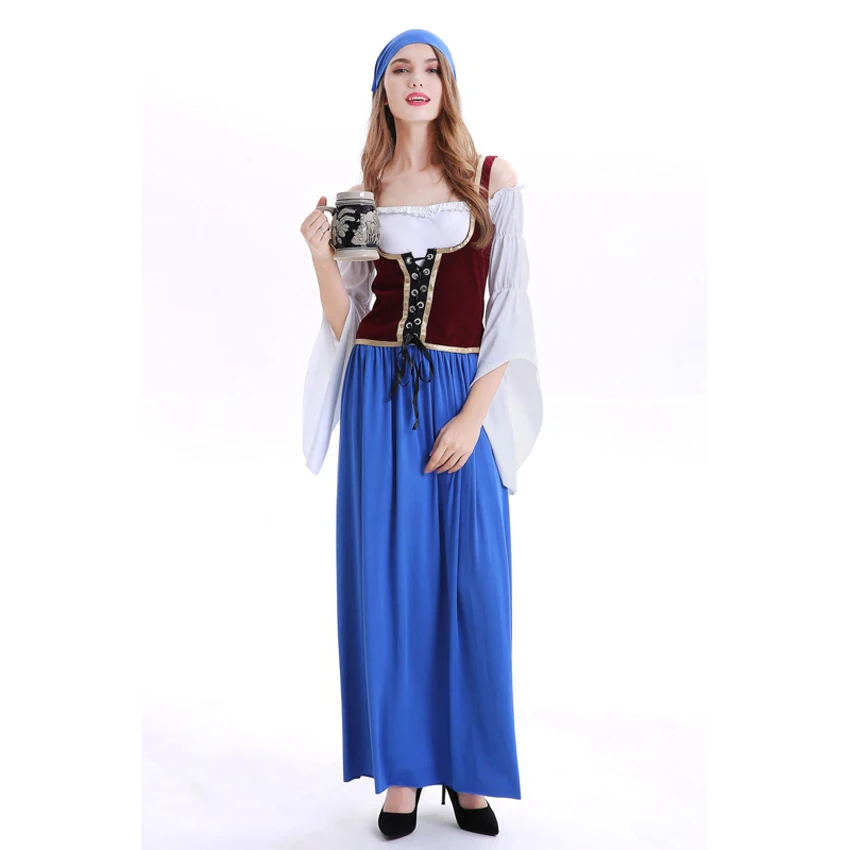 Dirndl/платье для девочек; костюмы для косплея; Германия; Октоберфест; Бавария; пират; Beergirl; Униформа официантки; женская одежда в средневековом стиле