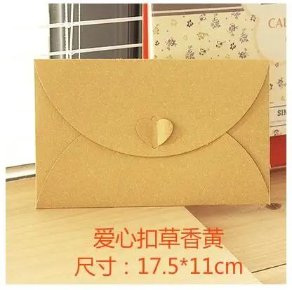Special Yellow 100 шт./лот 6,8x4," /17,5x11 см Зажим-сердце 250gsm бумажные конверты для приглашение на празднование свадьбы карты фотооткрытка подарки - Цвет: Special Yellow