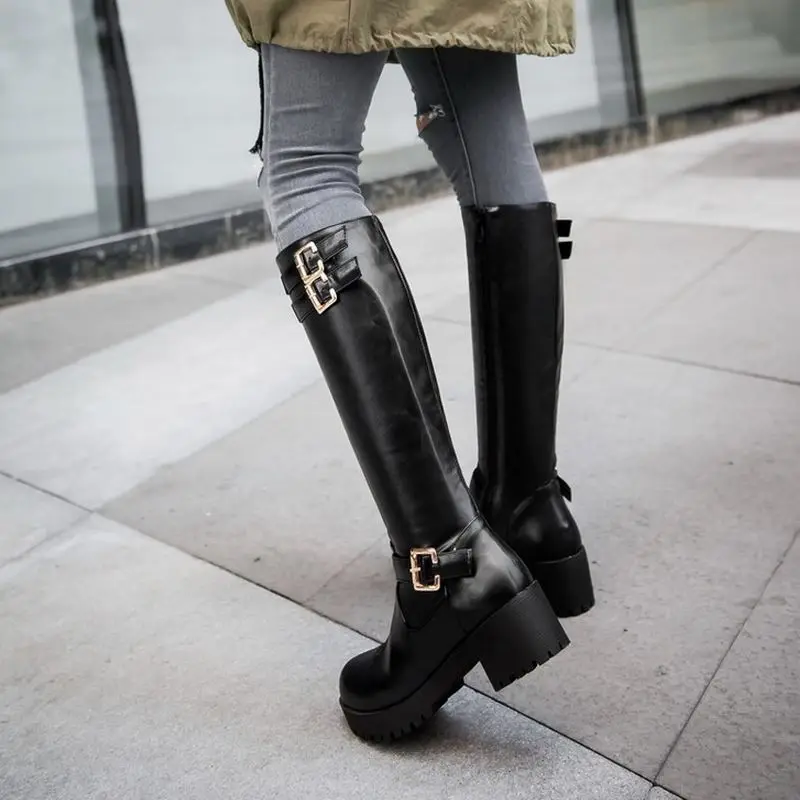 Женские сапоги выше колена на высоких каблуках модные зимние высокие теплые