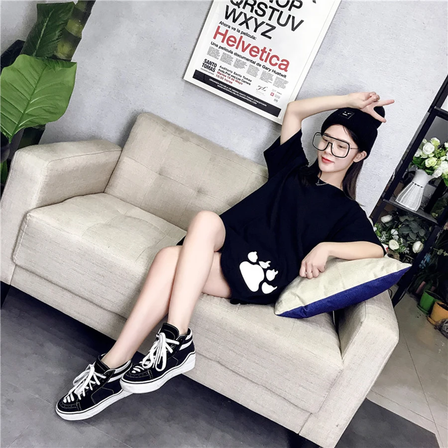 Summer T Shirt Women Cotton Fashion Harajuku Kawaii Tshirt Korean Style Ulzzang Streetwear T-Shirt Plus Size Clothing 5G39 | Женская