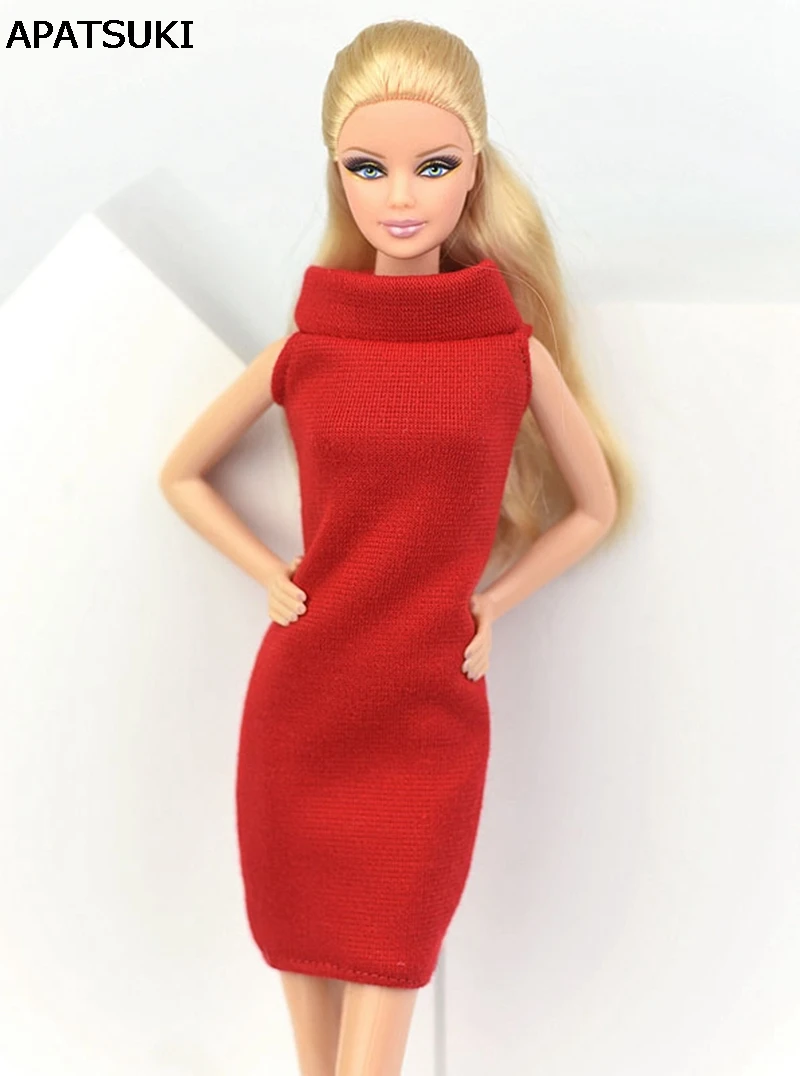 Красное модное летнее платье для куклы Барби вечернее Vestido Jumper юбка Одежда 1/6