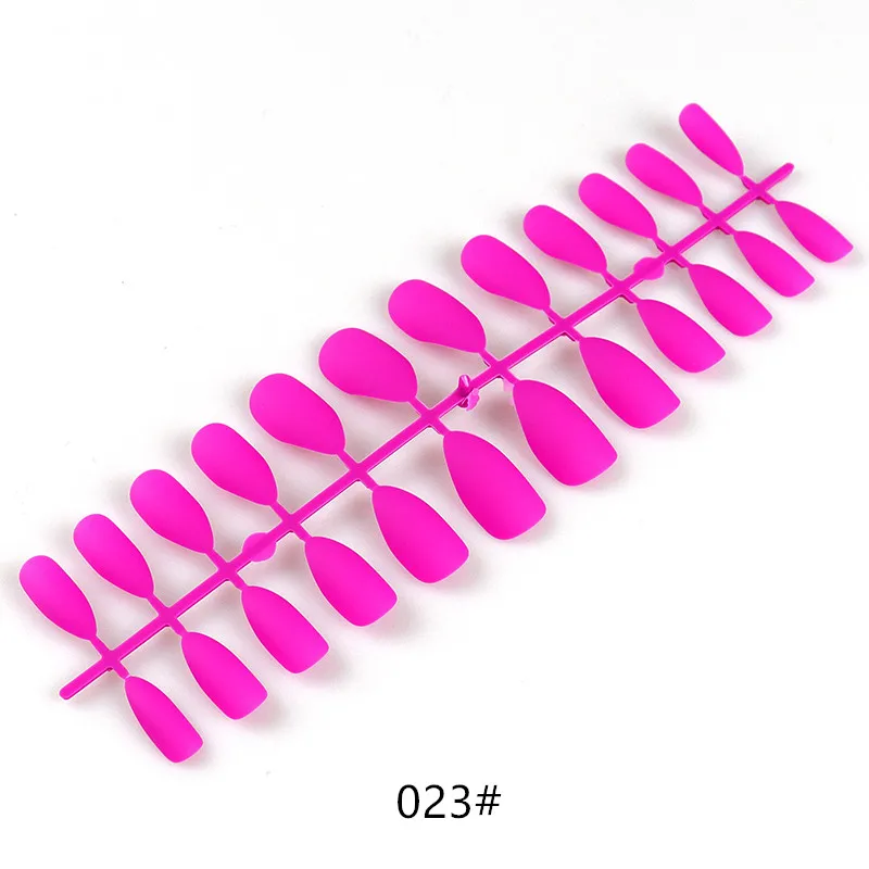 023 Blue Matte Artificial Nails Full Cover Fake Nails 24Pcs Candy Nail For Extension Manicure Art Acrylic Stiletto Nail Tip Beauty - Цвет: 023