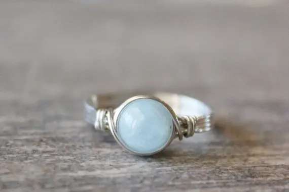 Кольцо с драгоценным камнем в проволочной обмотке 2 шт. кольцо ручной работы