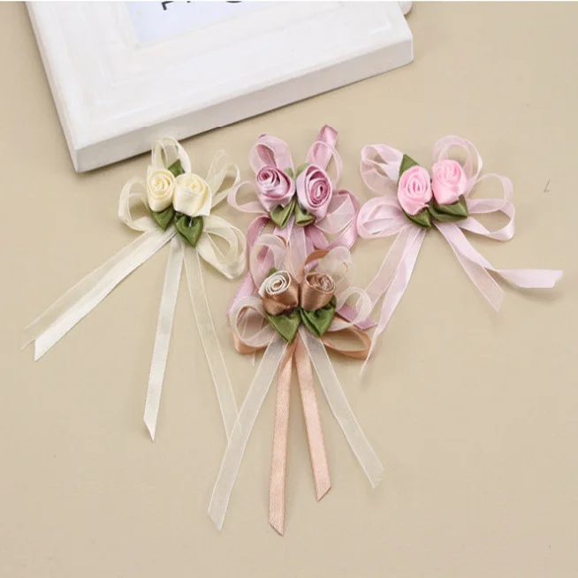 Upick 100 pcs x Satin ribbon bow flower Applique Kid's DIY Party supply Gift Packing Lots Free Shipping | Дом и сад