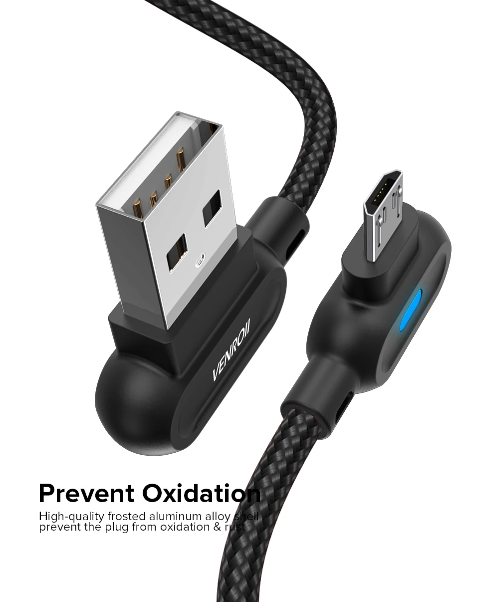 Venroii кабель Micro USB 1 м 2.4A для быстрой зарядки и синхронизации данных для samsung J5 S7 Xiaomi Redmi Note 3 4 5 huawei Honor 7